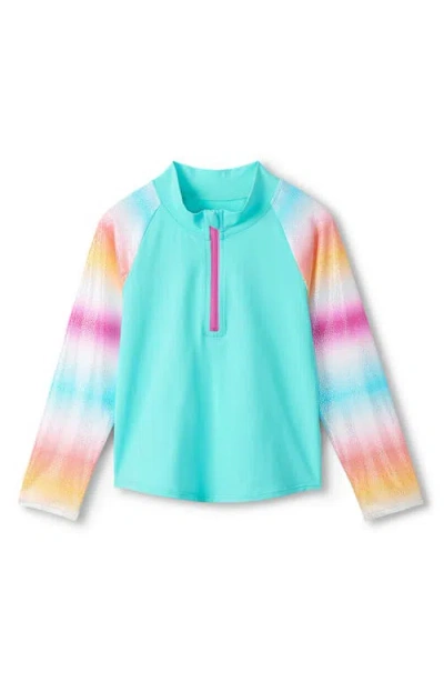 Hatley Kids' Turquoise Shimmer Long Sleeve Two-piece Rashguard In Blue