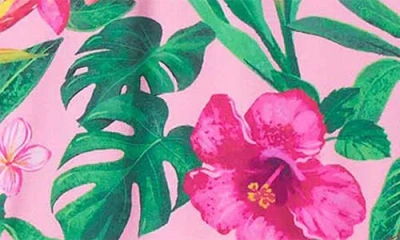 Hatley Kids' Tropical Floral Raglan Sleeve One-piece Swimsuit In Pink