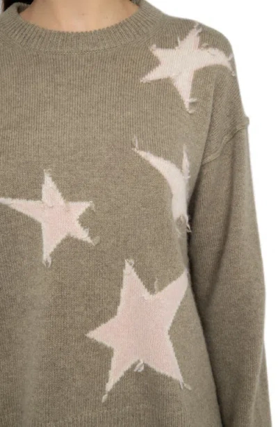 Zadig & Voltaire Markuz Intarsia Star Cashmere Crewneck Sweater In Brown