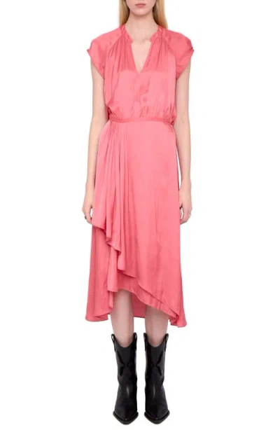 Zadig & Voltaire Randall Ruffle Satin Dress In Pink