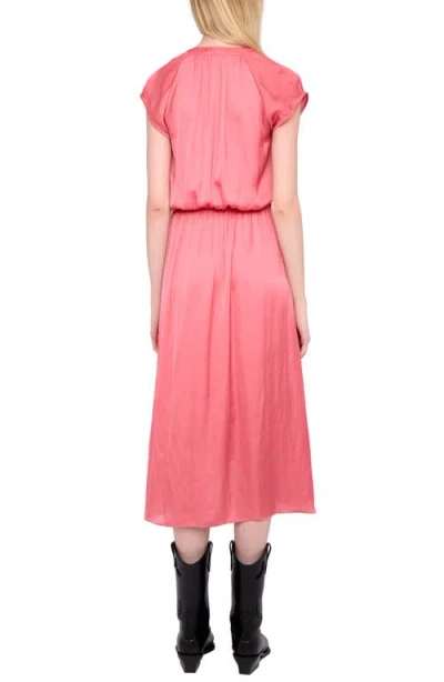 Zadig & Voltaire Randall Ruffle Satin Dress In Pink