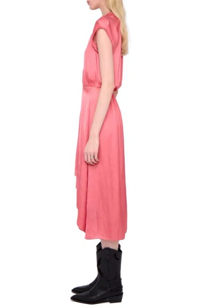 Zadig & Voltaire Randall Ruffle Satin Dress In Pink