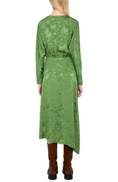 Zadig & Voltaire Rouna Horse Pattern Jacquard Long Sleeve Silk Dress In Green