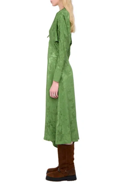 Zadig & Voltaire Rouna Horse Pattern Jacquard Long Sleeve Silk Dress In Green