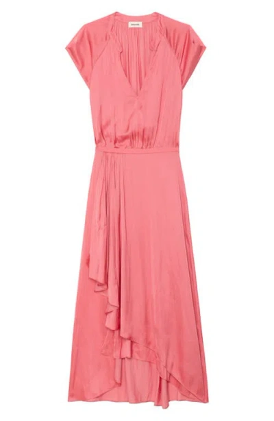 Zadig & Voltaire Randall Ruffle Satin Dress In Pink