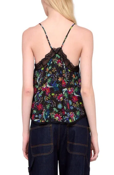 Zadig & Voltaire Womens Encre Christy Floral-print Woven Camisole In Black