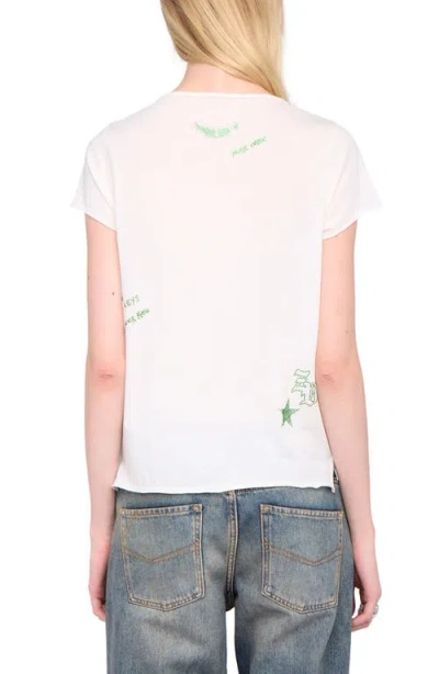 Zadig & Voltaire Tunisien Strass Heart Embellished Keyhole Cotton Graphic T-shirt In White