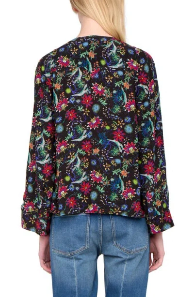 Zadig & Voltaire Torny Virgin Garden Print Split Neck Top In Multi