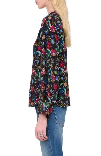 Zadig & Voltaire Torny Virgin Garden Print Split Neck Top In Multi