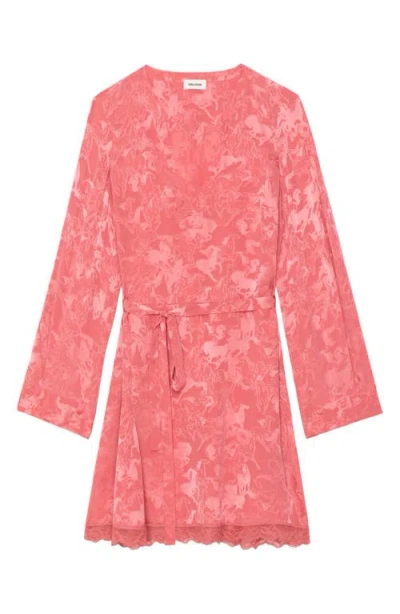 Zadig & Voltaire Ramasco Horse Pattern Jacquard Silk Minidress In Pink