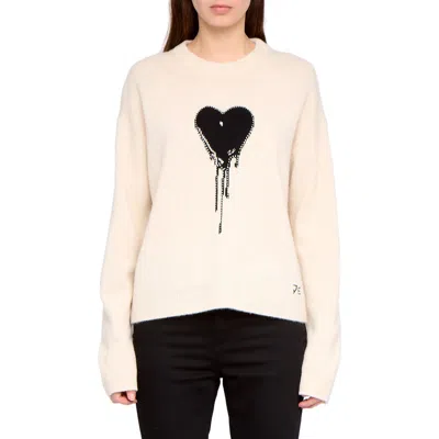 Zadig & Voltaire Womens Eggshell Markuz Heart-intarsia Cashmere Jumper In Neutral