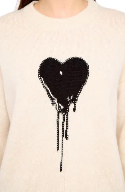 Zadig & Voltaire Womens Eggshell Markuz Heart-intarsia Cashmere Jumper In Neutral