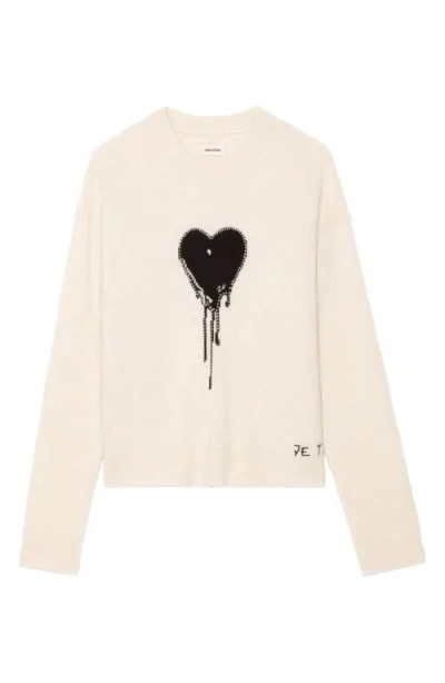 Zadig & Voltaire Womens Eggshell Markuz Heart-intarsia Cashmere Jumper In Neutral