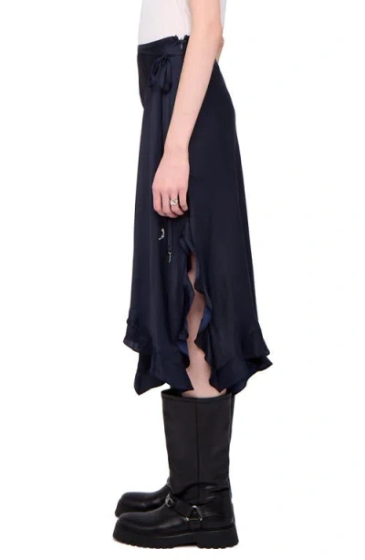 Zadig & Voltaire Jeto Satin Midi Skirt In Black