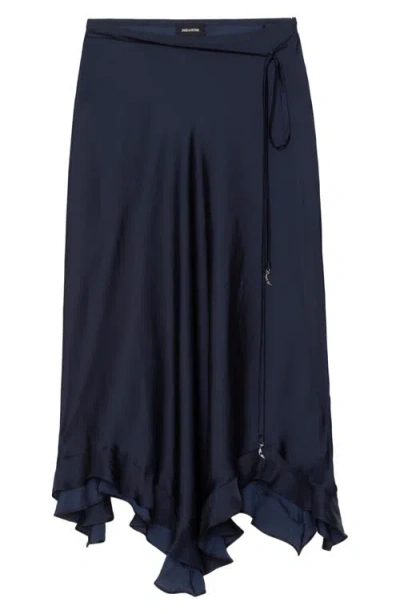 Zadig & Voltaire Jeto Satin Midi Skirt In Black