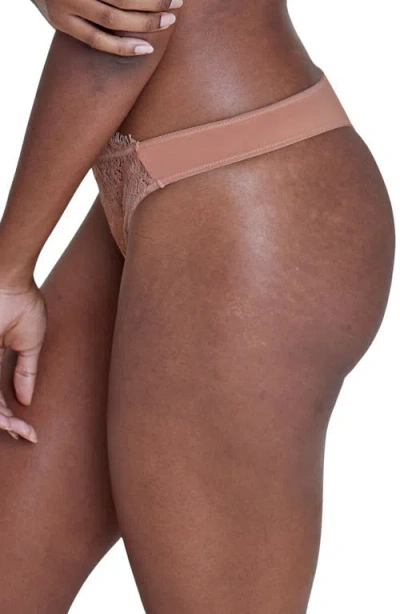 Skarlett Blue Entice Lace Front Thong In Pink