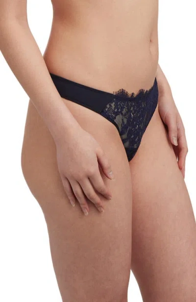 Skarlett Blue Entice Lace Front Thong In Black