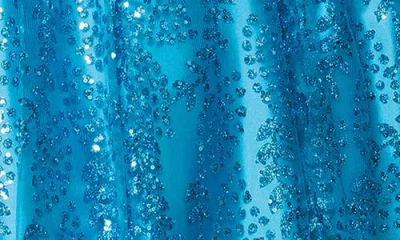 Blondie Nites Gllitter Dot & Leaf Ballgown In Blue