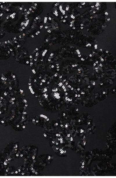 Blondie Nites Sequin Rose Gown In Black