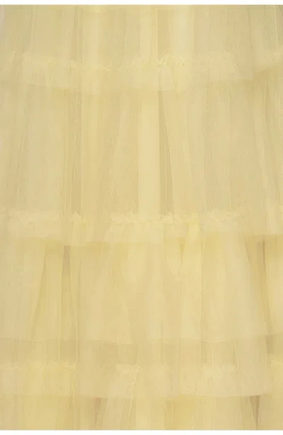 Blondie Nites Tiered Mesh Gown In Yellow