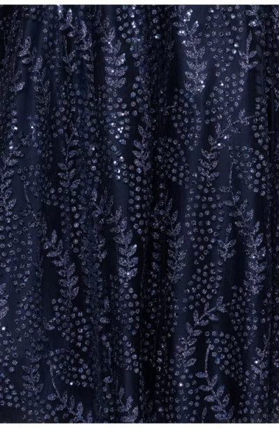Blondie Nites Sequin & Mesh Gown In Blue