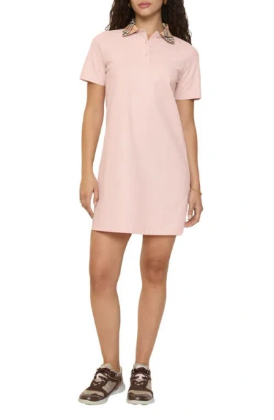 Burberry Check-collar Cotton Polo Shirt Mini Dress In Pink
