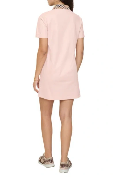 Burberry Check-collar Cotton Polo Shirt Mini Dress In Pink