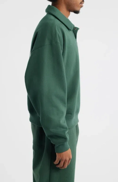 Elwood Heavyweight Fleece Polo Collar Sweatshirt In Green