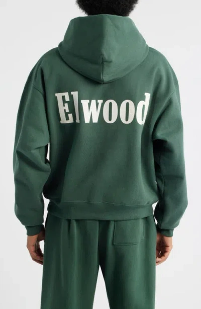 Elwood Trademark Logo Heavyweight Hoodie In Green