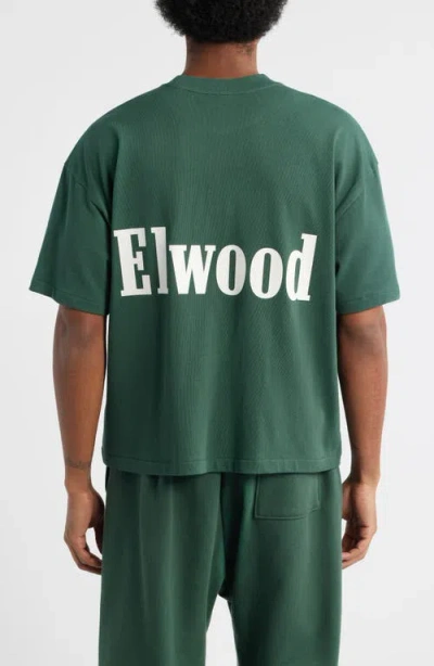 Elwood Boxy Heavyweight Cotton Crop T-shirt In Green