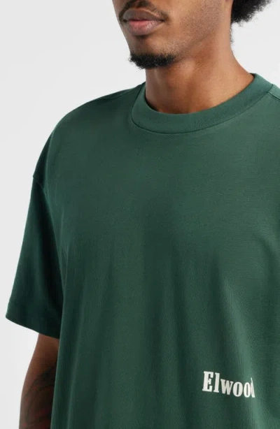 Elwood Boxy Heavyweight Cotton Crop T-shirt In Green
