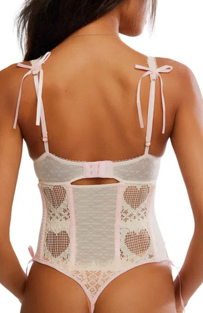 Free People Sweet Love Lace Underwire Thong Teddy In White