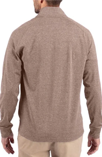 Cutter & Buck Adapt Heather Quarter Zip Pullover In Brown