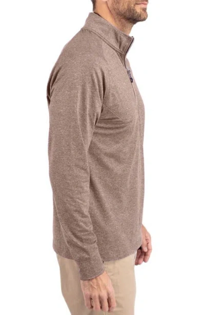 Cutter & Buck Adapt Heather Quarter Zip Pullover In Brown