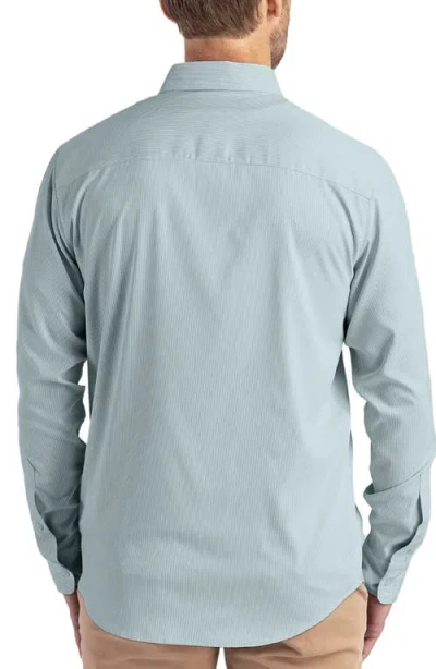 Cutter & Buck Skyline Epic Confidence Stripe Stretch Button-down Shirt In Green