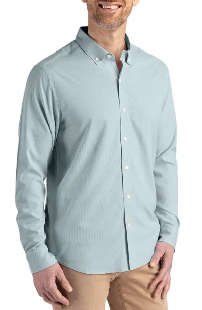 Cutter & Buck Skyline Epic Confidence Stripe Stretch Button-down Shirt In Green
