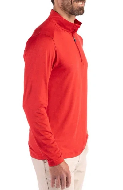 Cutter & Buck Coastline Epic Comfort Half Zip Performance Pullover In Red