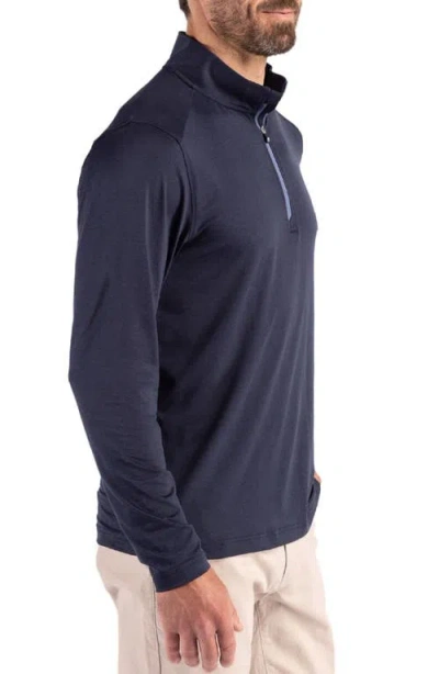 Cutter & Buck Coastline Epic Comfort Half Zip Performance Pullover In Blue