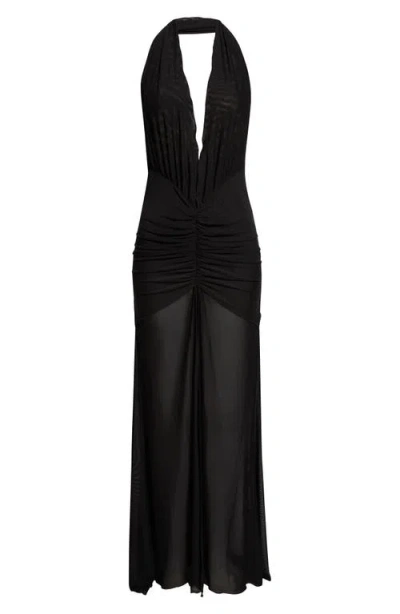 Kim Shui Stretch Mesh Halter Dress In Black