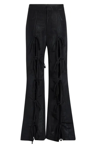 Kim Shui Colton Moiré Tie Leg Flare Pants In Black