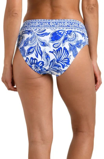 La Blanca Botanical Brocade Bikini Bottoms In Blue