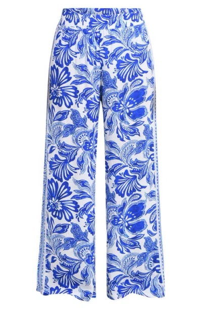 La Blanca Botanical Brocade Wide Leg Swim Cover-up Pants In Blue