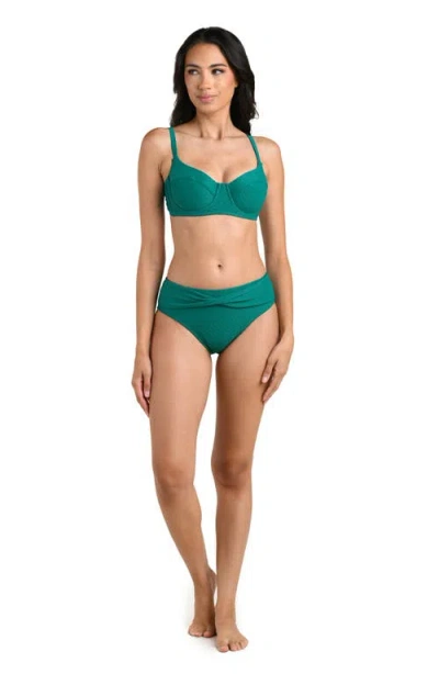 La Blanca Textured Tides Underwire Bikini Top In Green