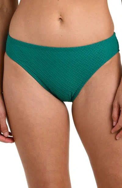 La Blanca Textured Tides Hipster Bikini Bottoms In Green