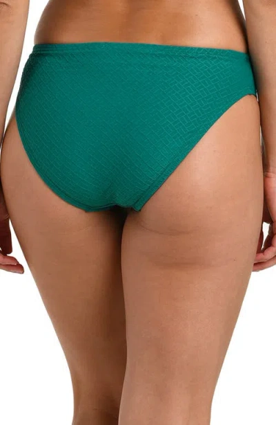 La Blanca Textured Tides Hipster Bikini Bottoms In Green