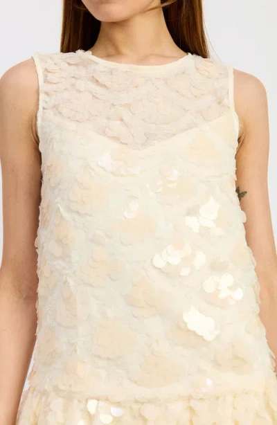 En Saison Emryn Sequin Bubble Minidress In Neutral