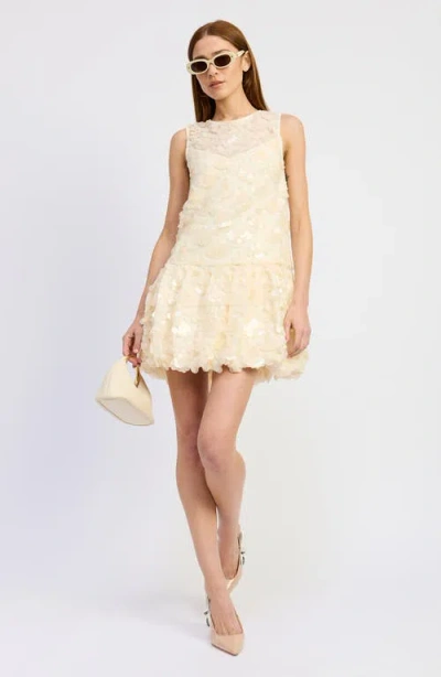 En Saison Emryn Sequin Bubble Minidress In Neutral