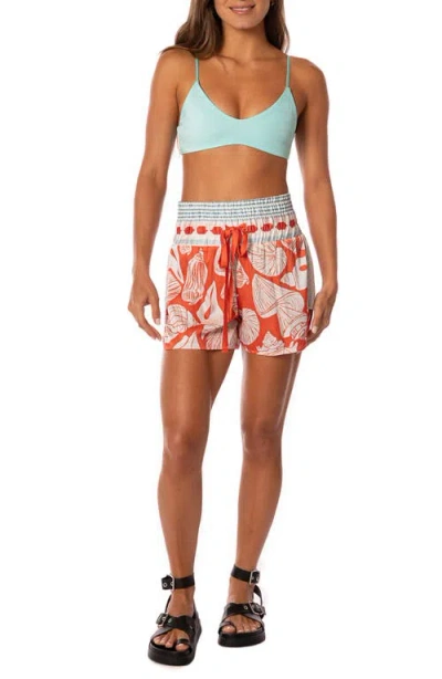 Maaji Australian Reef Rhino Cover-up Shorts In Red