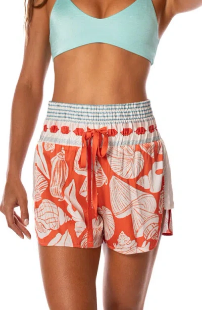 Maaji Australian Reef Rhino Cover-up Shorts In Red