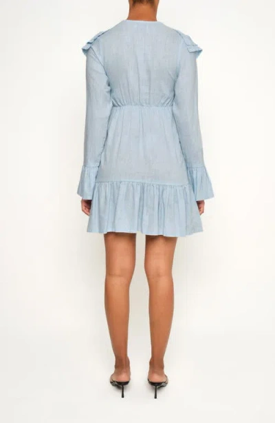 The Lulo Project Wings Of The West Floral Long Sleeve Stretch Cotton Dress In Blue